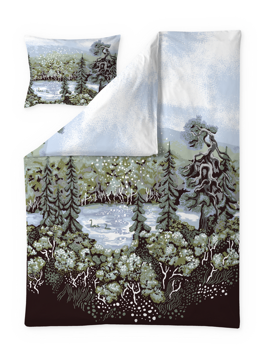108812-6072; Vallila Muonio-pussilakanasetti Sininen-vihreä / 150x210 cm