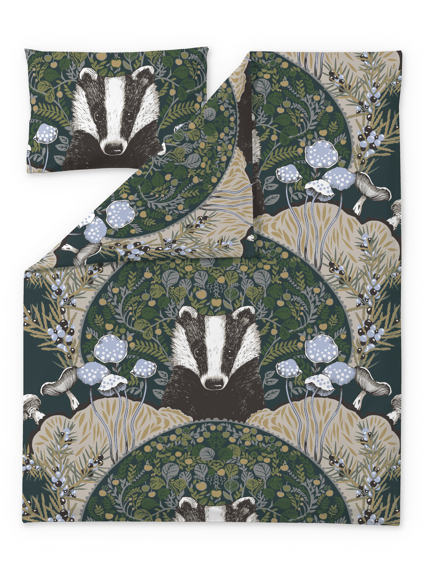 108804-7800; Vallila Yövuoro-pussilakanasetti Tummanvihreä / 120x160 + 40x60 cm