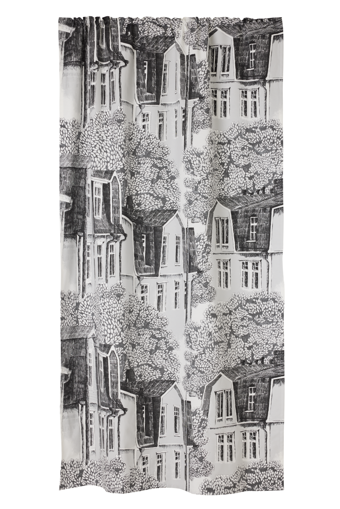 107166-3; Vallila Puukylä-verho Harmaa / 140x250 cm