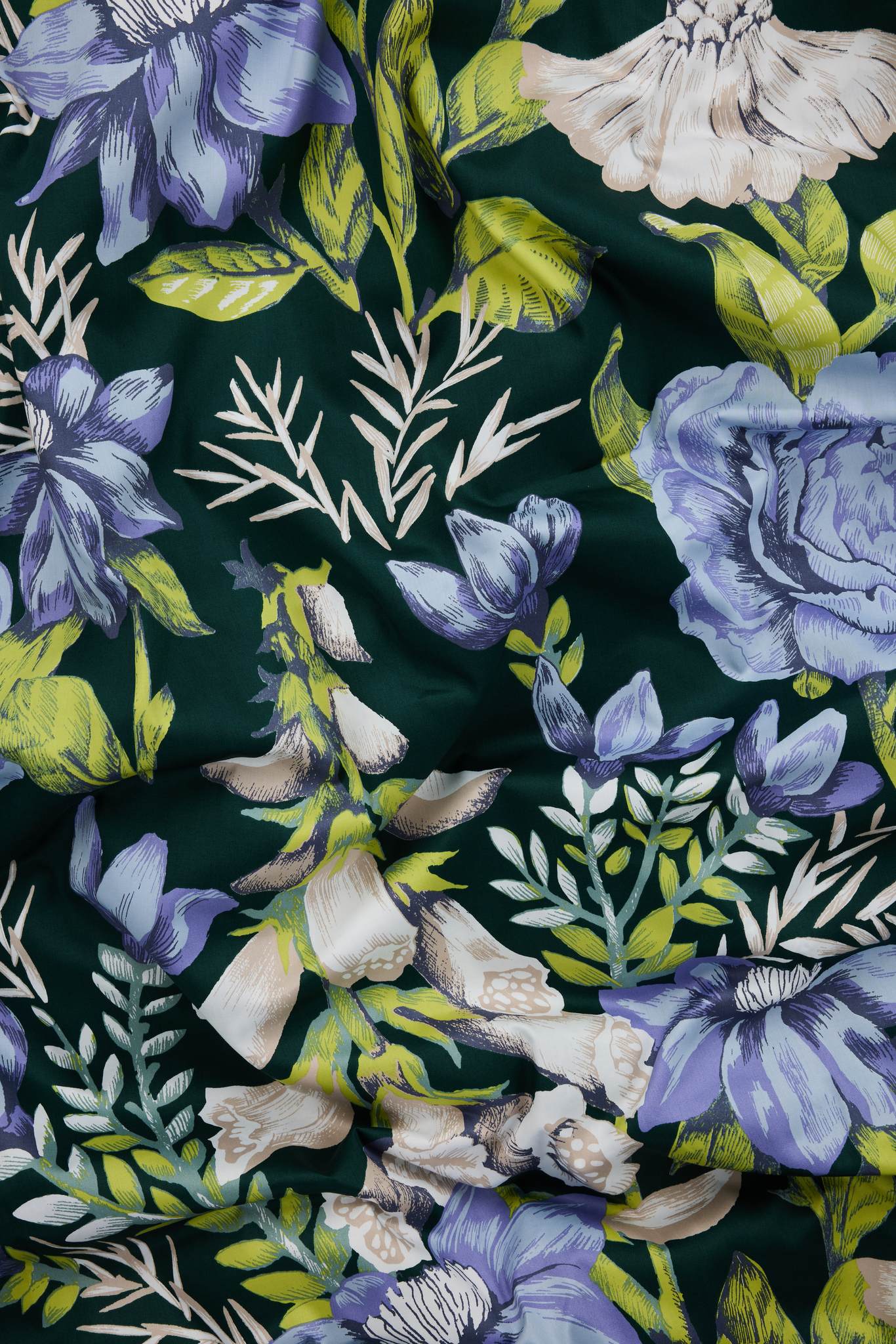 108575-7263_1; Vallila Lupaus-satiinipussilakanasetti Vihreä-violetti / 150x210 cm
