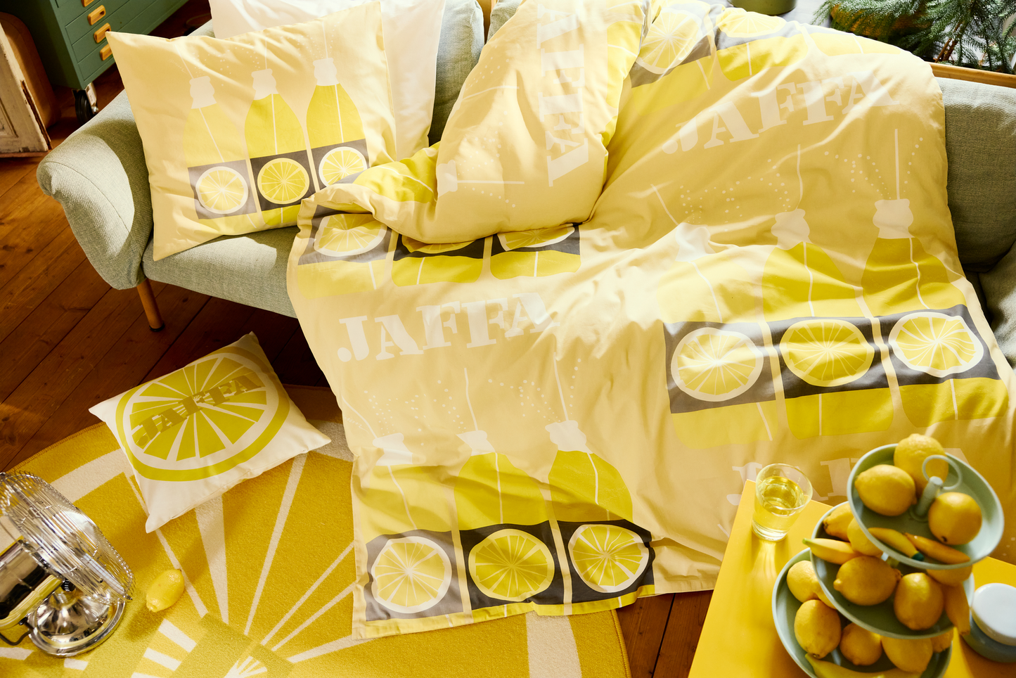 106792-2100_3; Vallila Jaffa-pussilakanasetti Keltainen / 150x210 cm