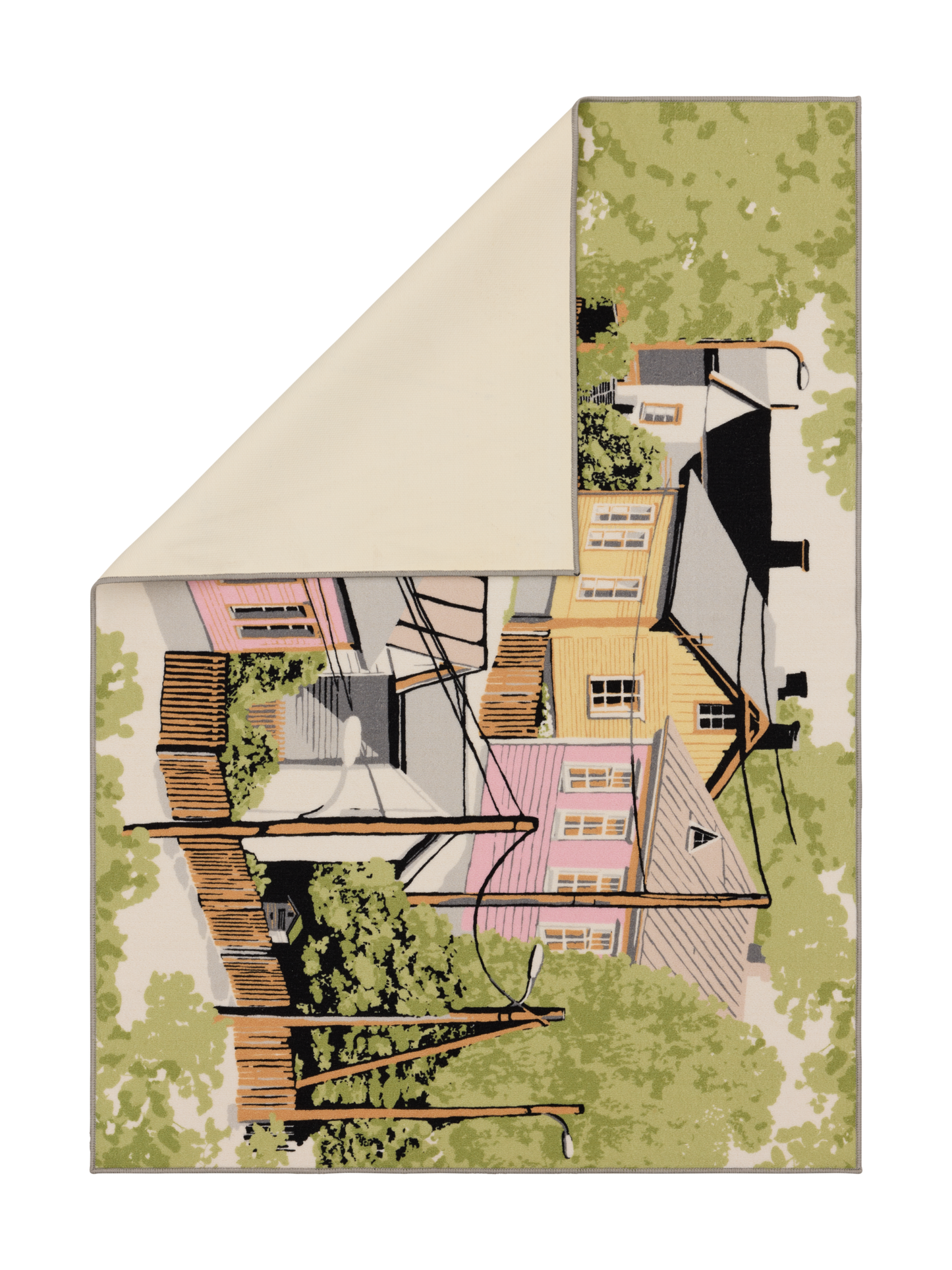 109079-4220_2; Vallila Naapurusto-matto Pinkki-keltainen / 133x190 cm