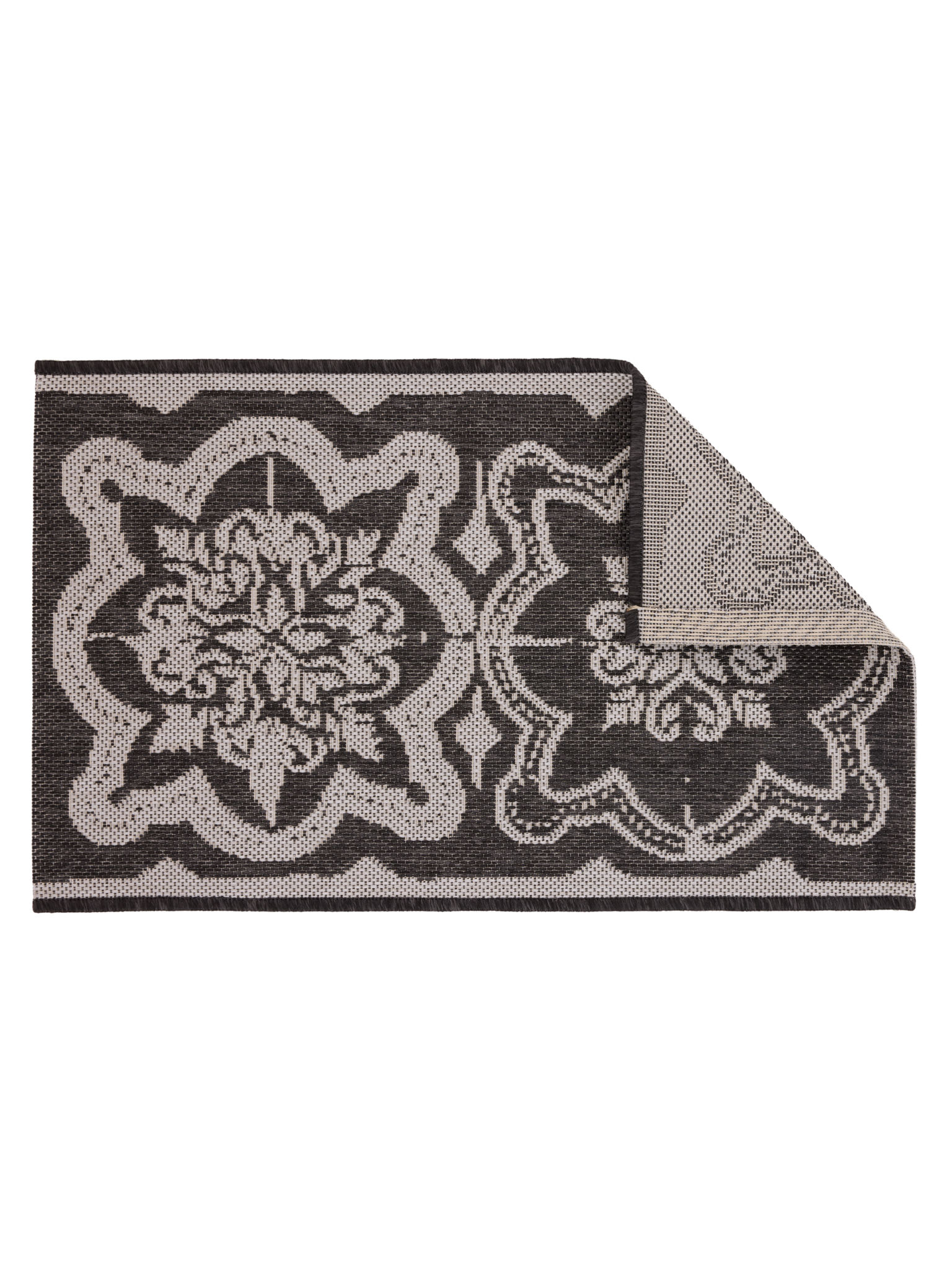 108713-9901_2; Vallila Kujakatti-kynnysmatto Musta-valkoinen / 50x80 cm