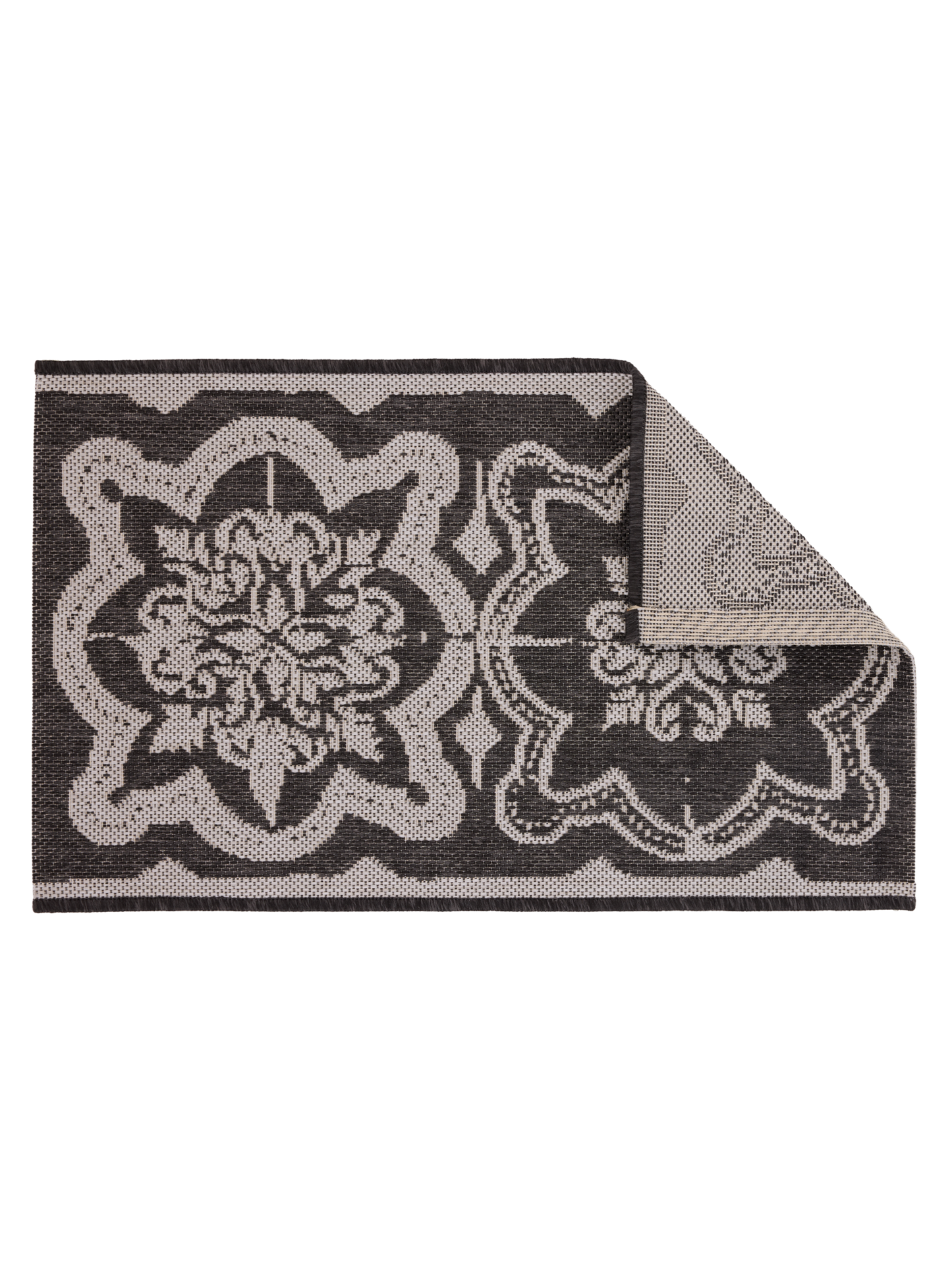 108713-9901_2; Vallila Kujakatti-kynnysmatto Musta-valkoinen / 50x80 cm