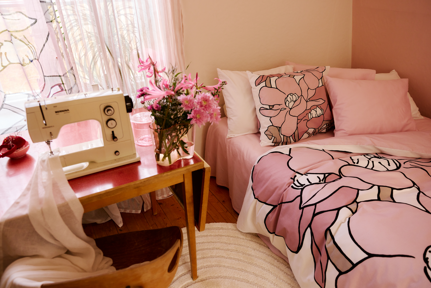 109145-4000_3; Vallila Olivia-pussilakanasetti Roosa / 150x210 cm