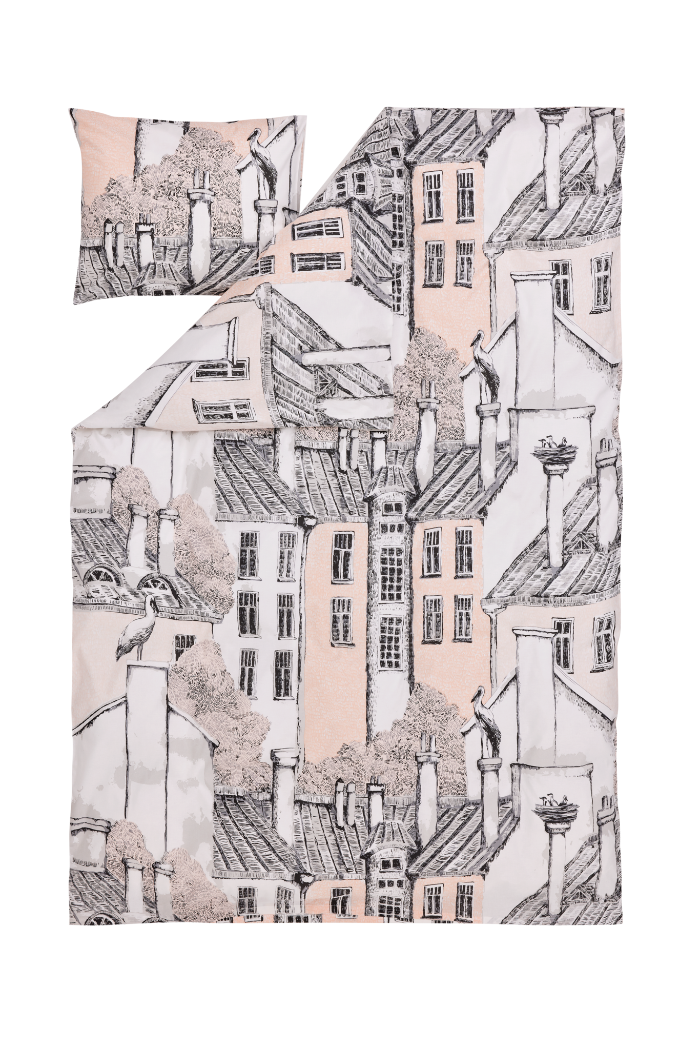 108202-4100; Vallila Korkeuksissa-pussilakanasetti Roosa / 150x210 cm