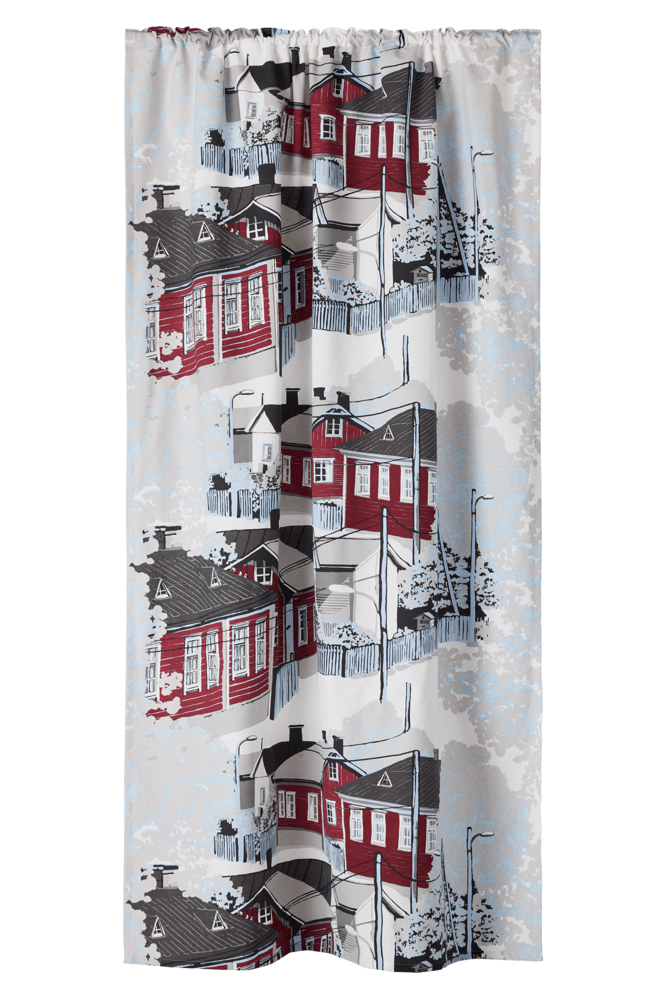 23310-93670-4801CU; Vallila Naapurusto-verho Punainen-valkoinen / 140x250 cm