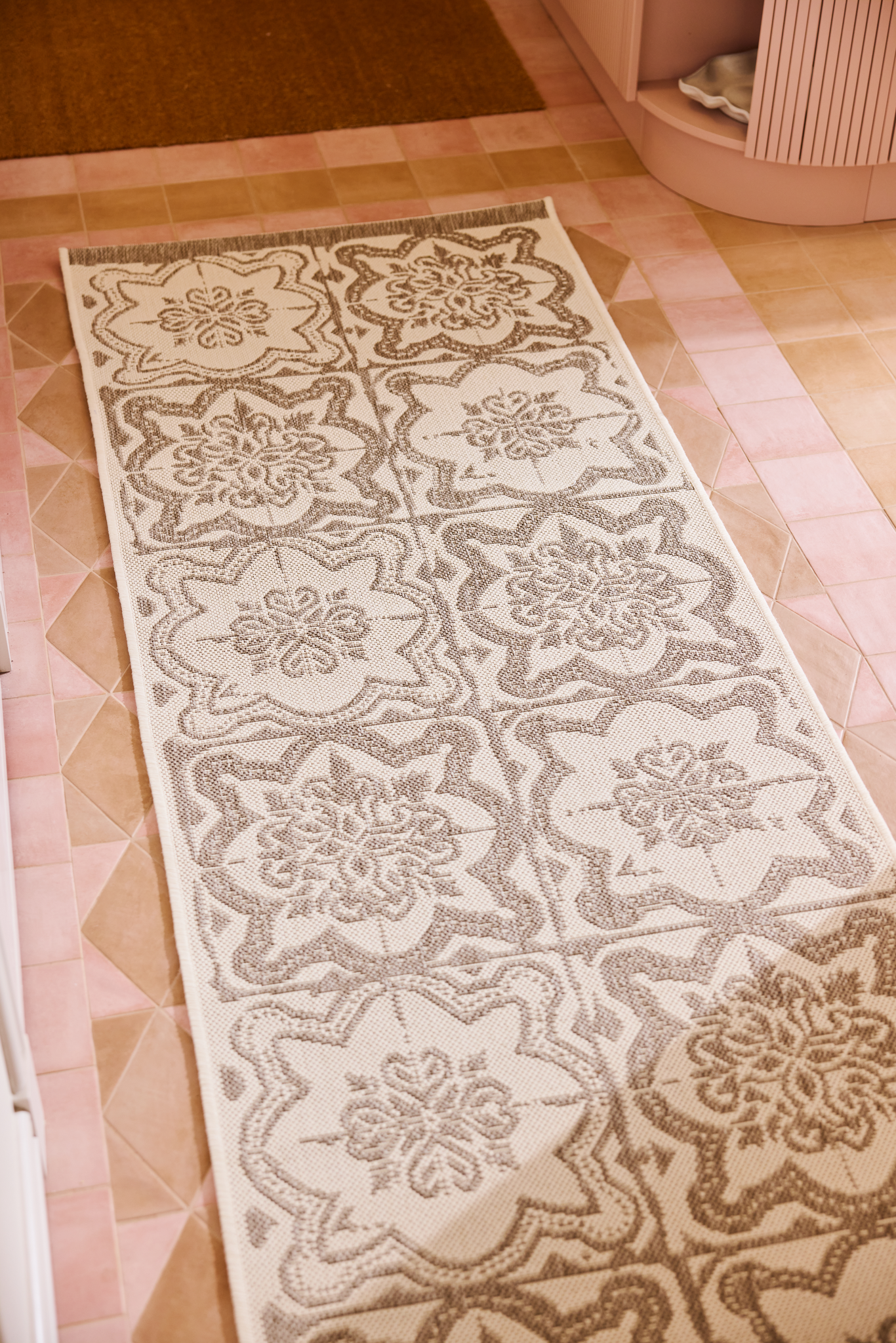 108597-1002_1; Vallila Kujakatti-käytävämatto Beige-valkoinen / 80x400 cm