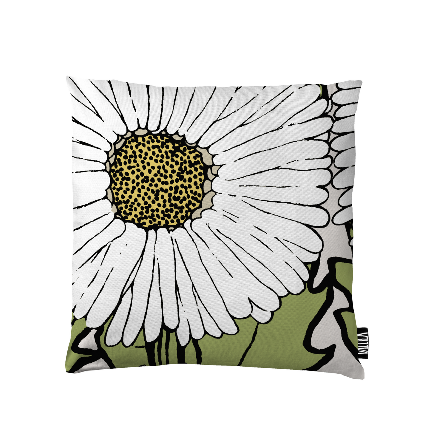 108562-7310; Vallila Hellekesä-koristetyynynpäällinen Vihreä-beige / 43x43 cm