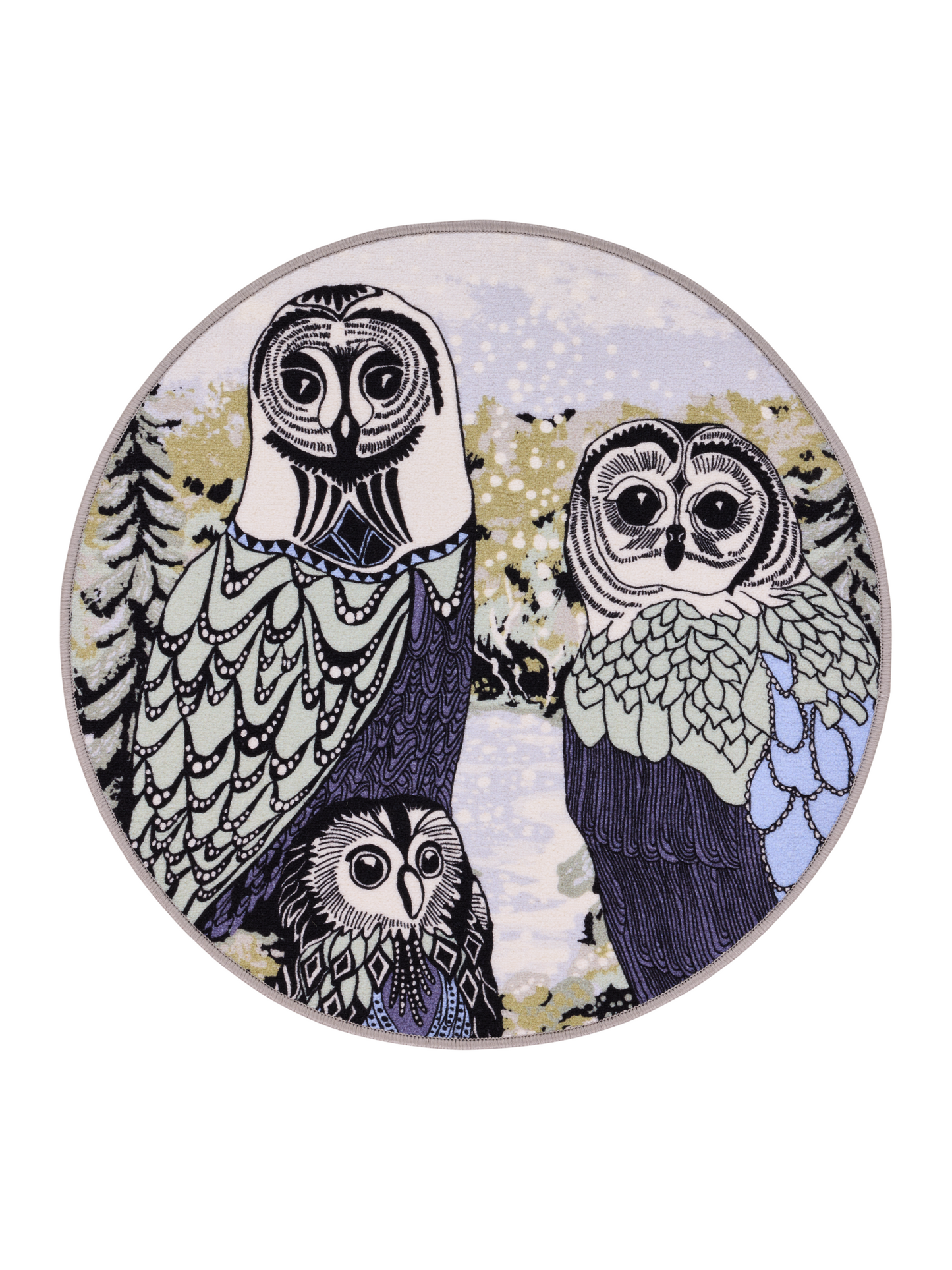 108748-6300; Vallila Huhuu-matto Sininen-vihreä / Ø133 cm