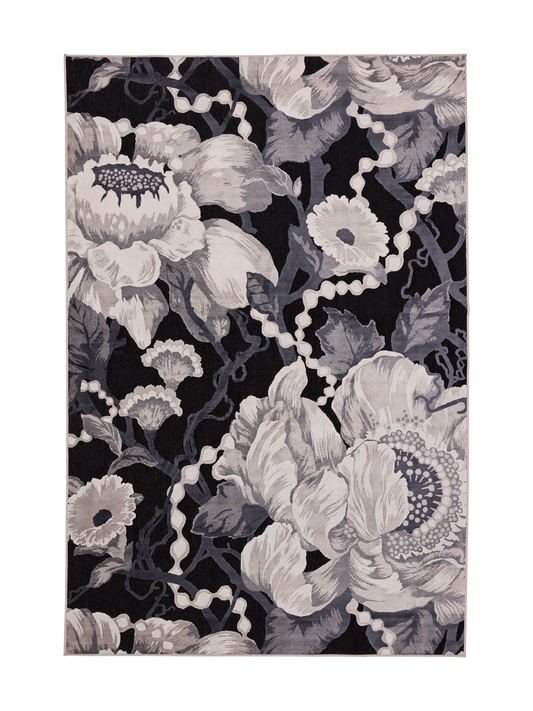 108765-9901; Vallila Romanssi-matto Musta-valkoinen / 140x200 cm