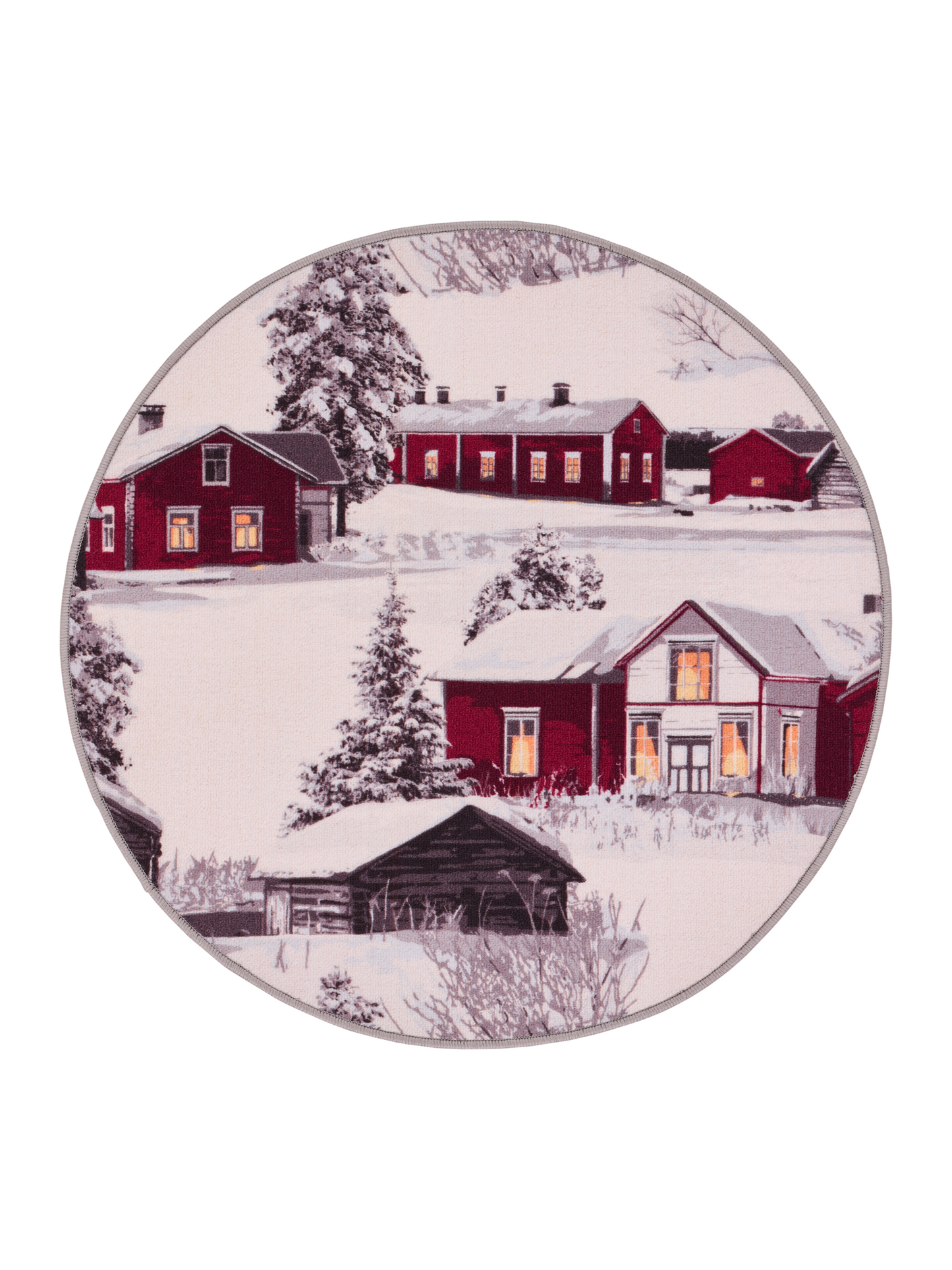 106962-01; Vallila Muisto-matto Punainen-harmaa / Ø100 cm