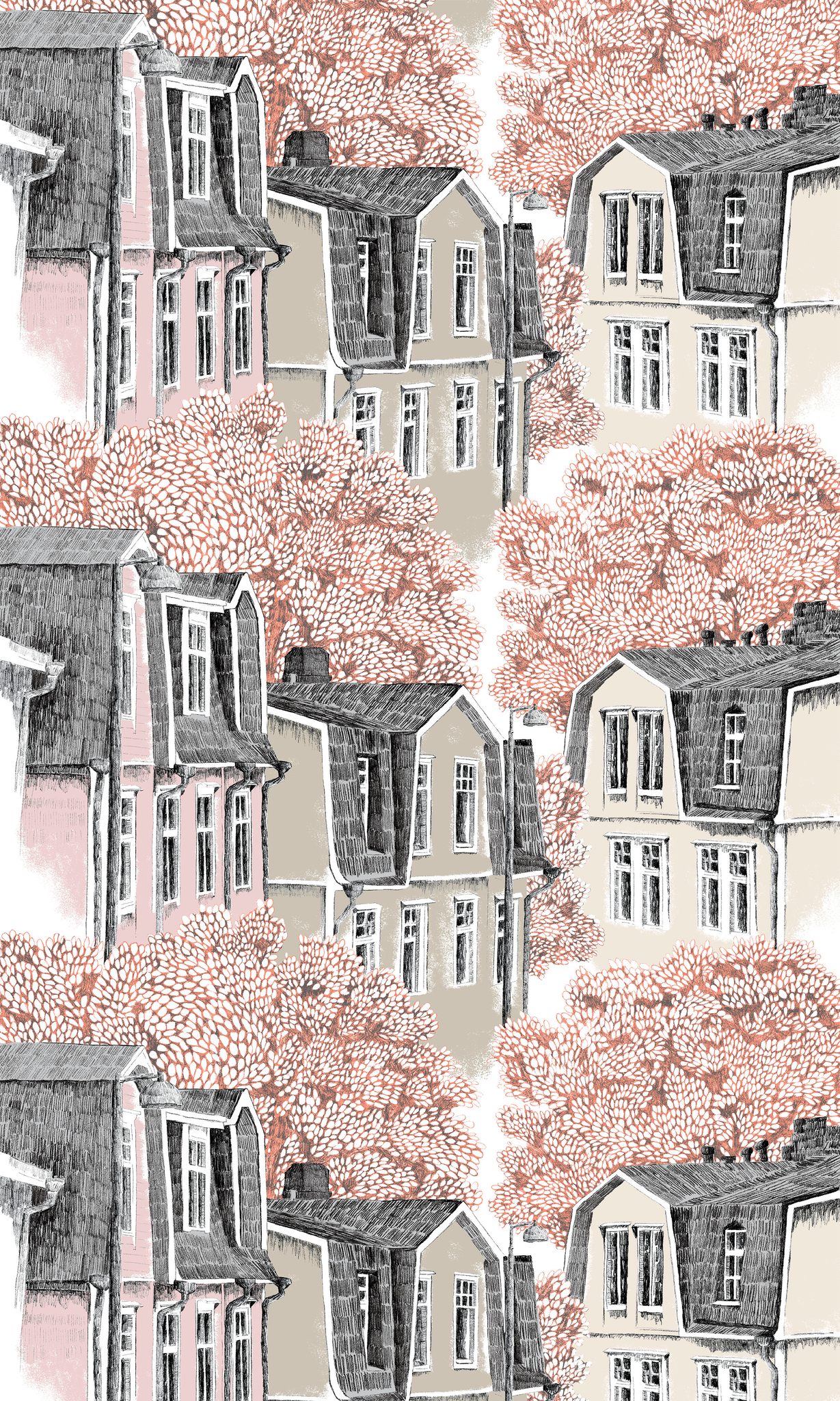 107262-2; Vallila Puukylä-kangas 150 cm Pastelli / 150 cm