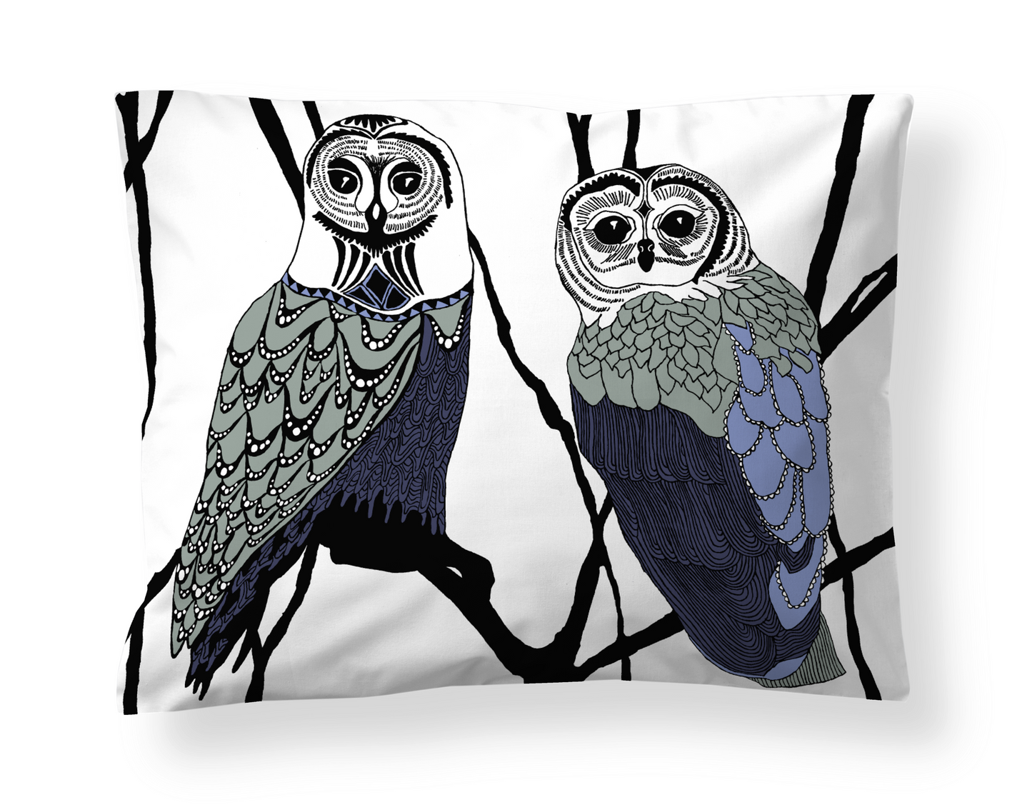 108794-6300; Vallila Huhuu-tyynyliina Sininen / 50x60 cm