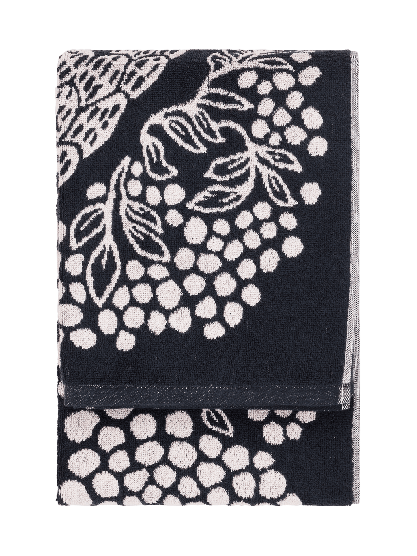 108999-9901_3; Vallila Viserrys-pyyhe Musta-valkoinen / 70x140 cm
