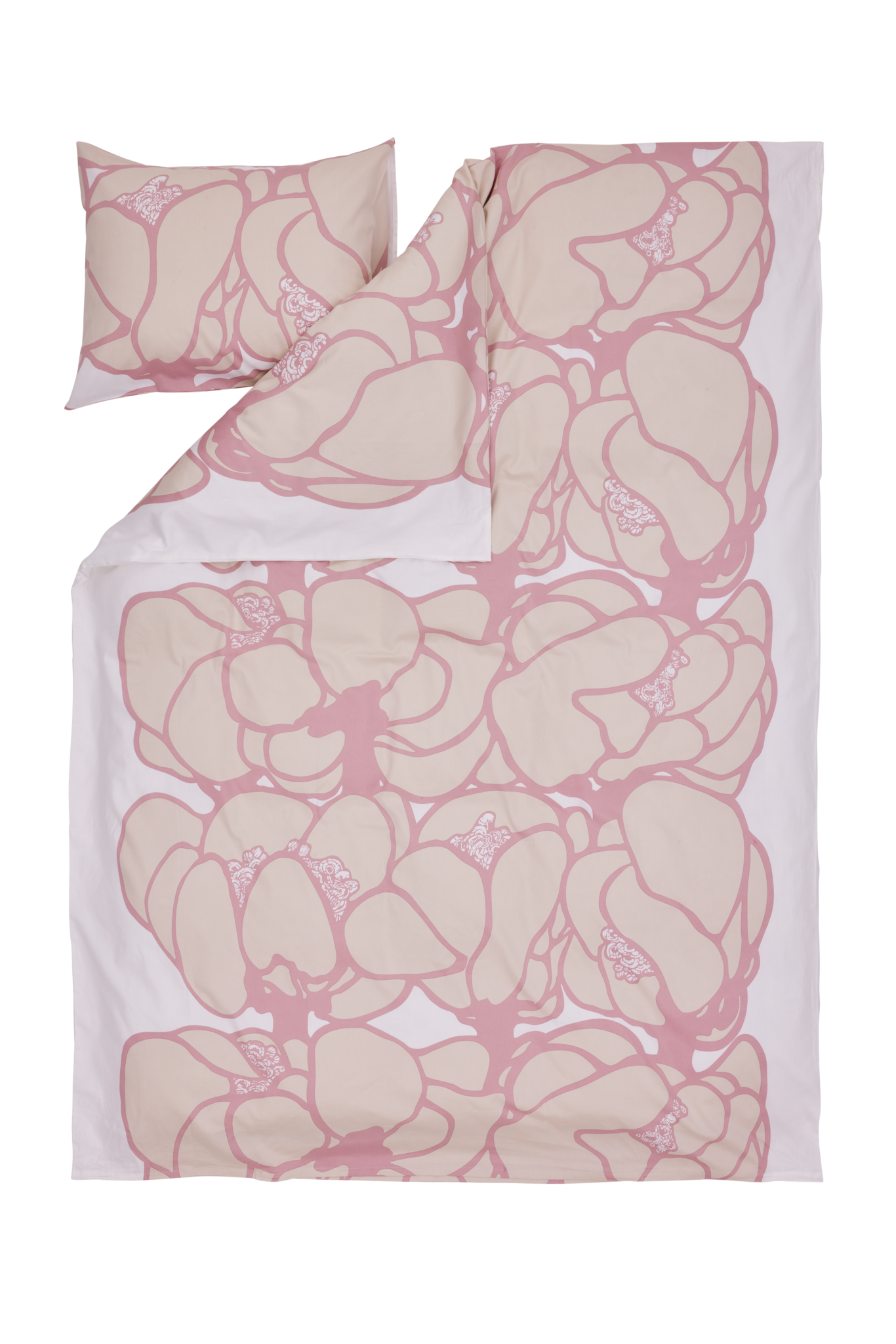 105091-4000; Vallila Makeba-satiinipussilakanasetti Vanha roosa / 150x210 cm