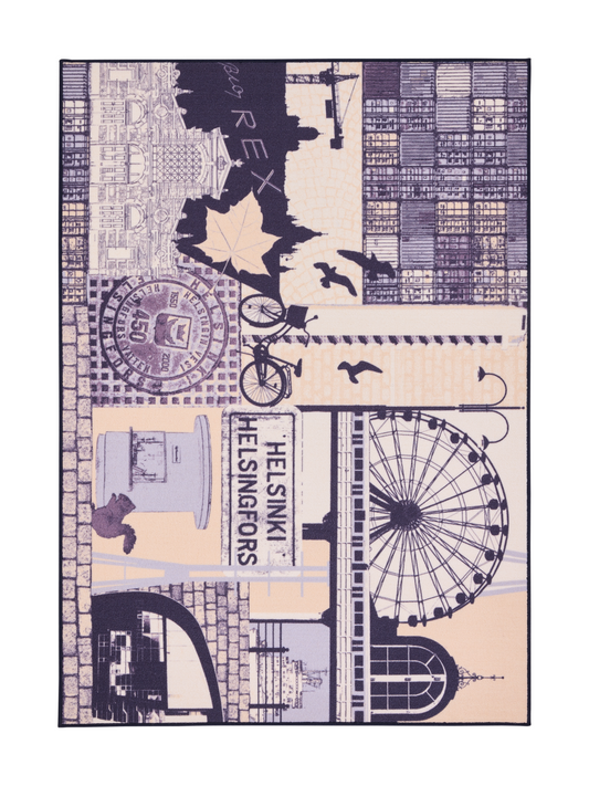 108745-1067; Vallila Helsinki-matto Beige-sininen / 133x190 cm