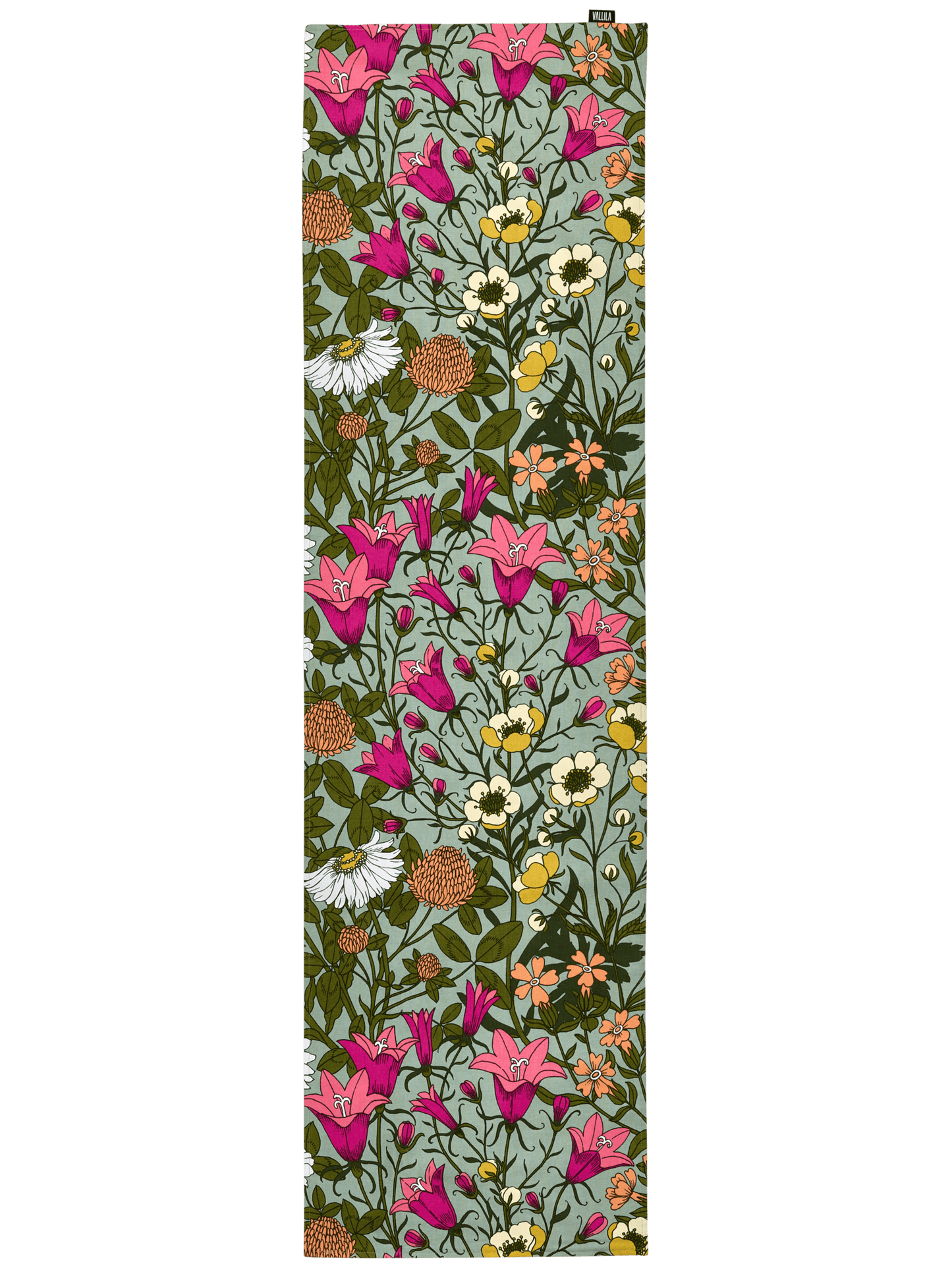 109046-7343; Vallila Ahomaa-kaitaliina Vihreä-pinkki / 40x150 cm