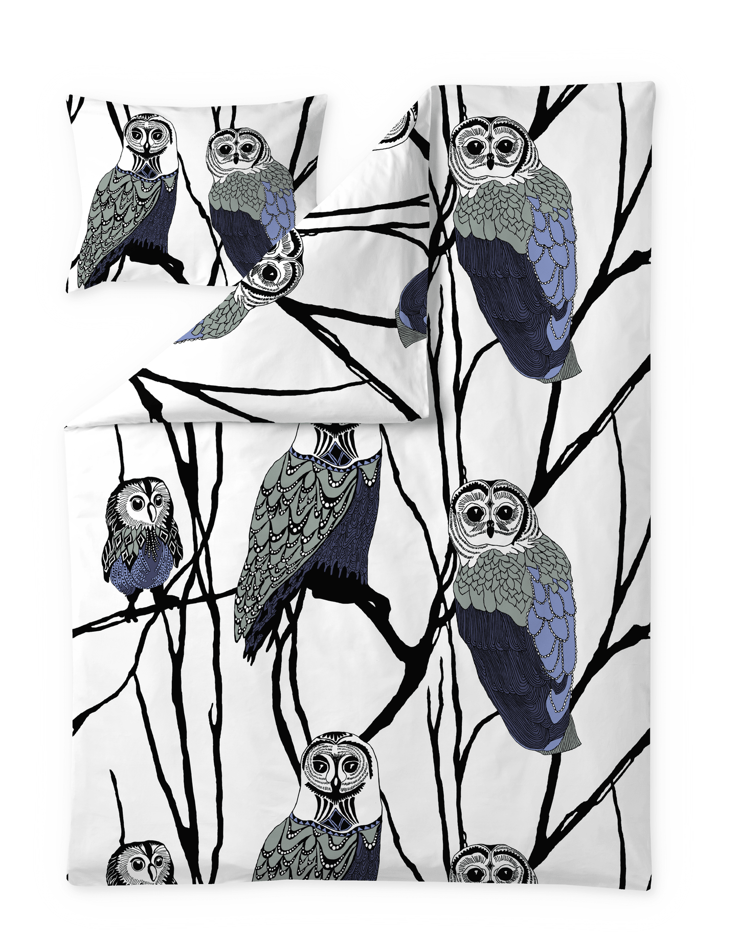 108779-6300; Vallila Huhuu-pussilakanasetti Sininen / 150x210 cm