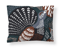 109315-7913; Vallila Metsänvartijat-tyynyliina Teal-ruskea / 50x60 cm
