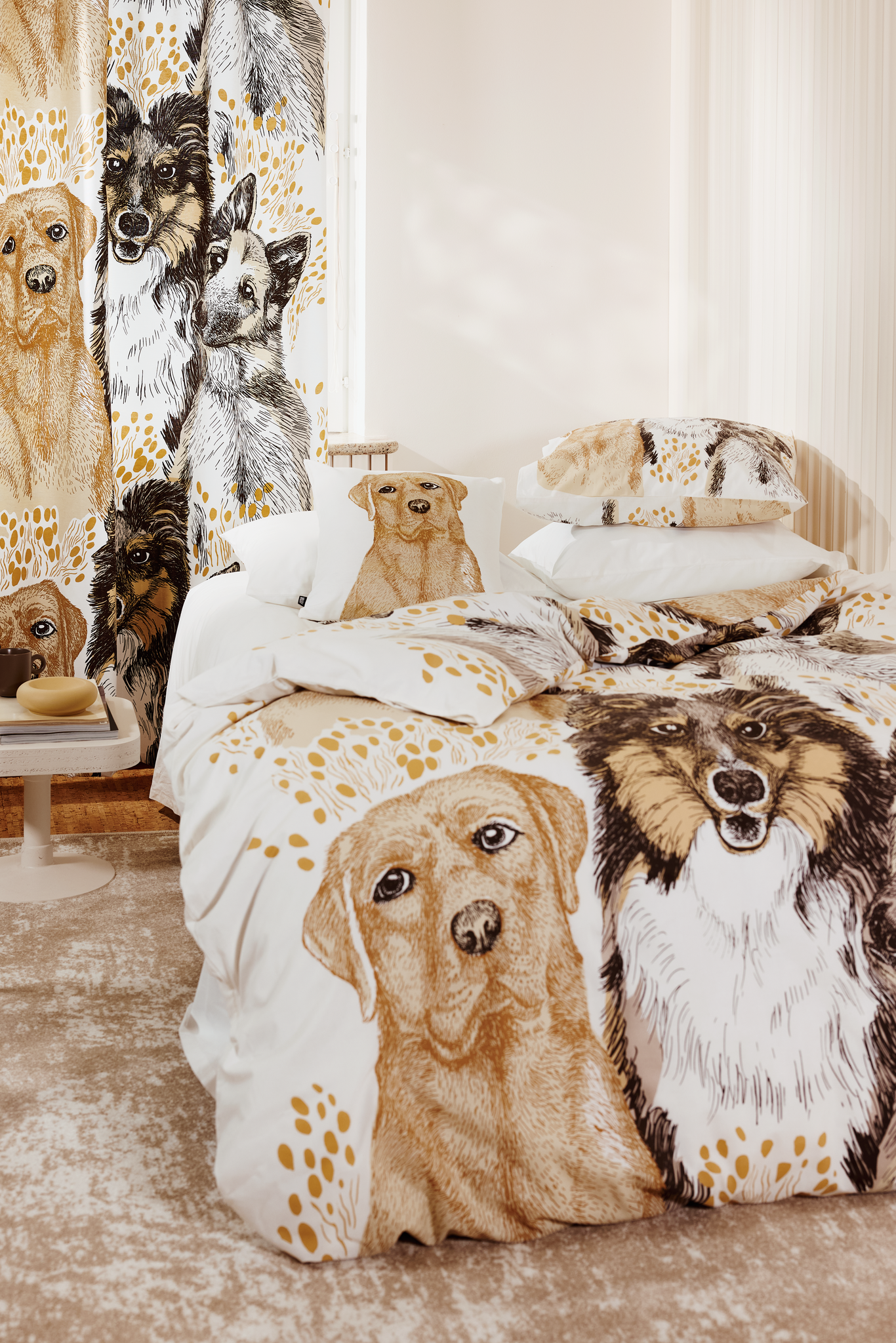 108799-1000_1; Vallila Ystävykset-pussilakanasetti Beige / 150x210 cm