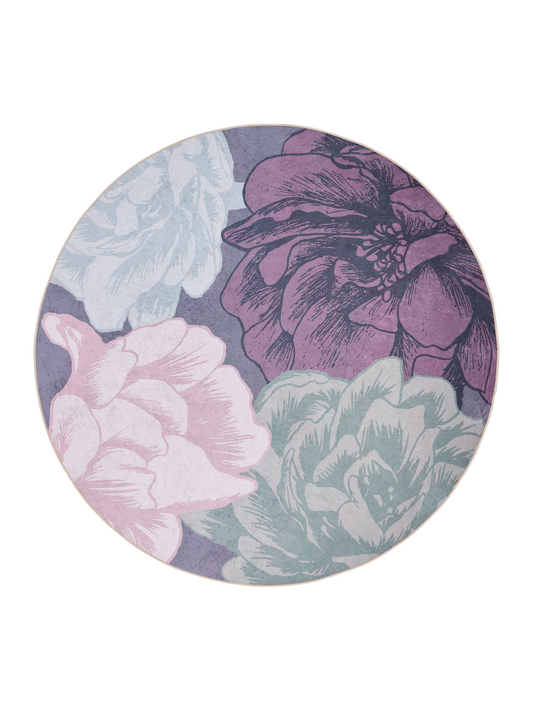108759-7450; Vallila Juhannusruusu-matto Vihreä-malva / Ø160 cm