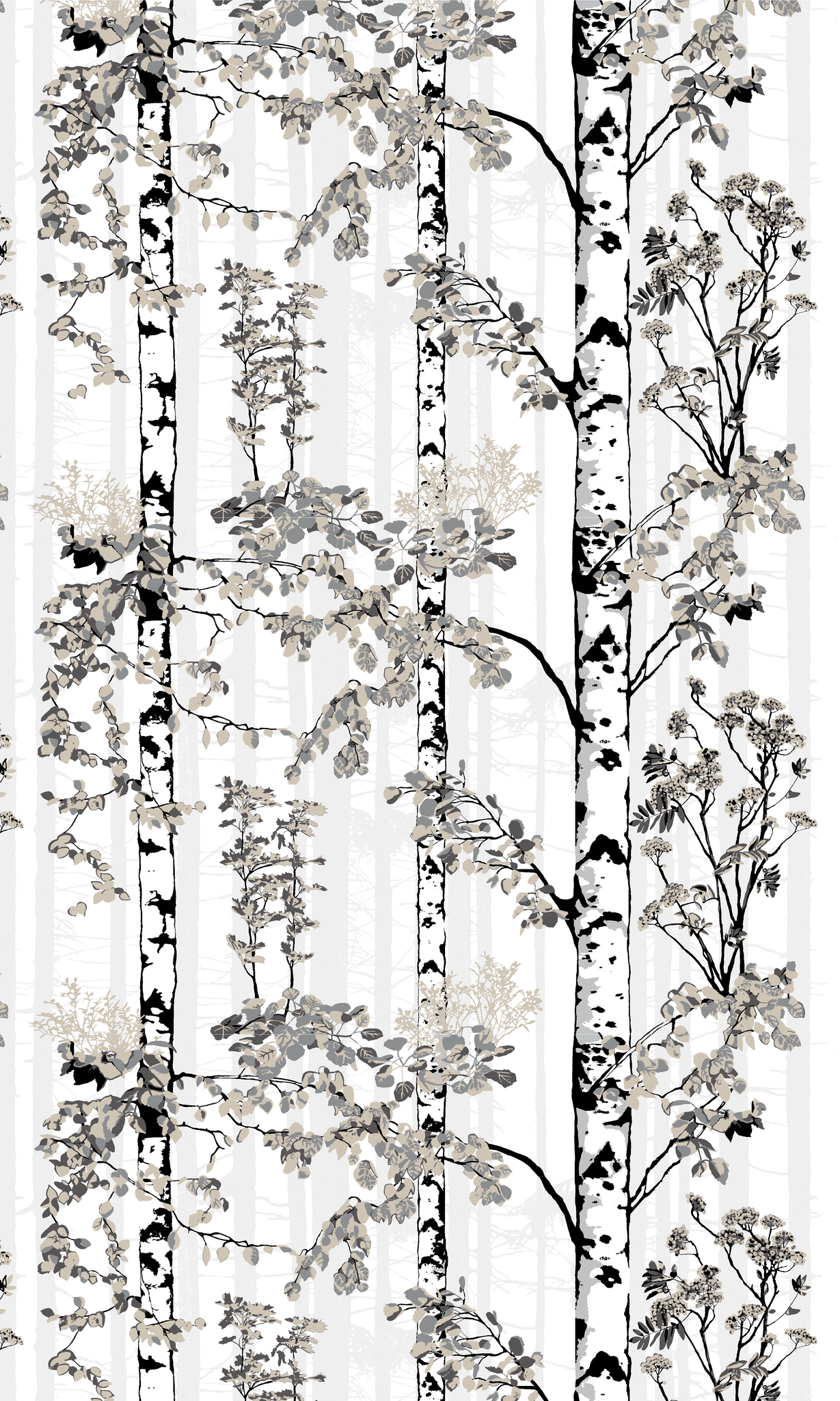108215-9510; Vallila Luontopolku-valoverhokangas 150 cm Harmaa-beige / 150 cm