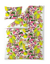 109257-8043; Vallila Tropic-pussilakanasetti Monivärinen-pinkki / 150x210 cm