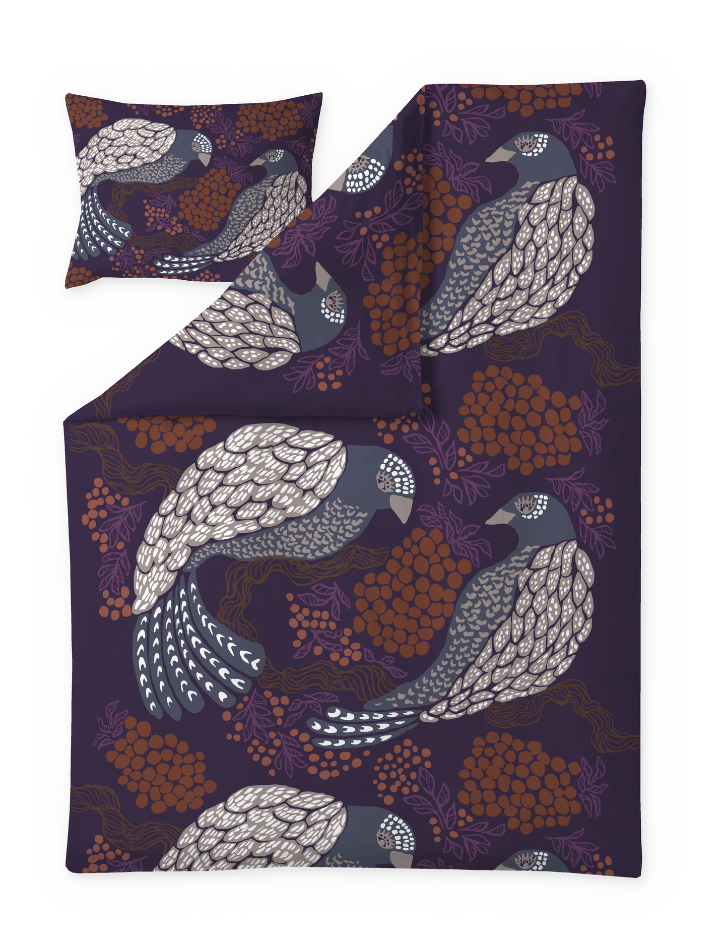 108802-3959; Vallila Viserrys-satiinipussilakanasetti Terra-violetti / 150x210 cm