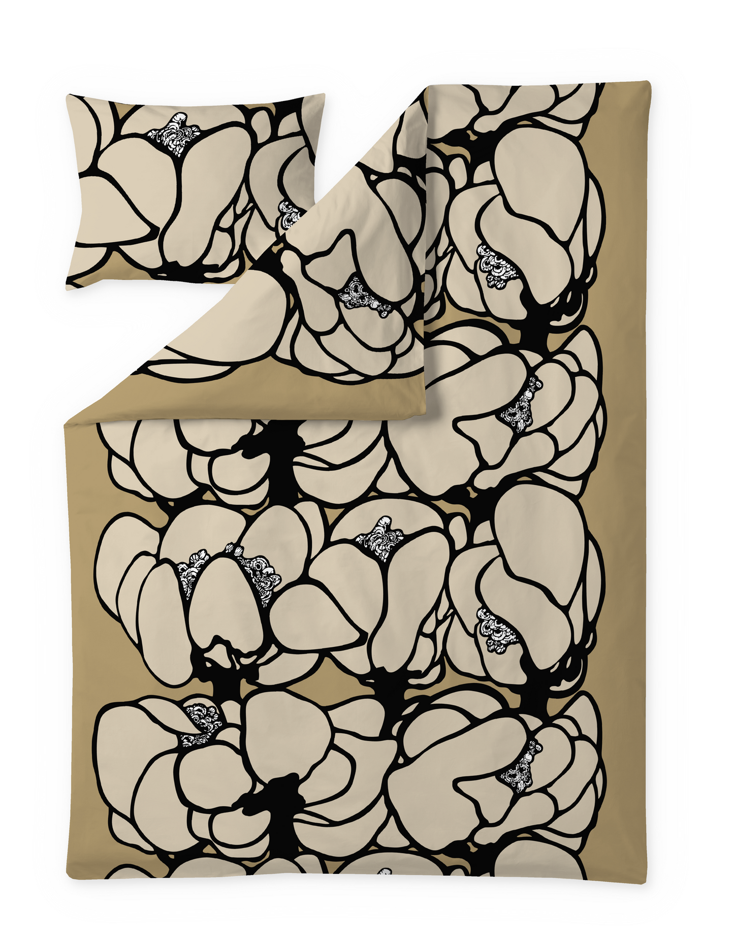 105091-1203; Vallila Makeba-satiinipussilakanasetti Camel / 150x210 cm