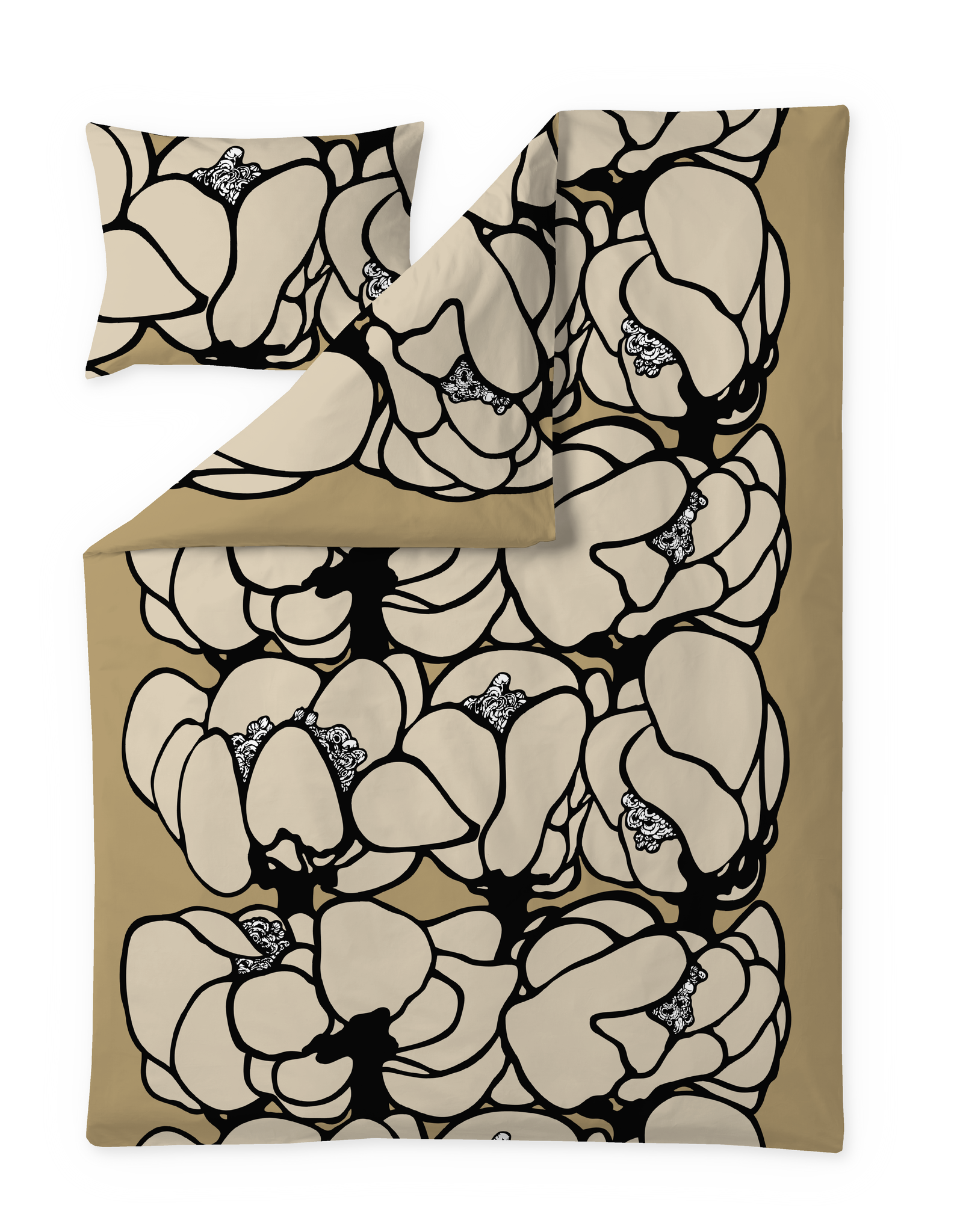 105091-1203; Vallila Makeba-satiinipussilakanasetti Camel / 150x210 cm