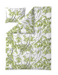 107240-9; Vallila Lehtisade-pussilakanasetti Lehdenvihreä / 150x210 + 50x60 cm