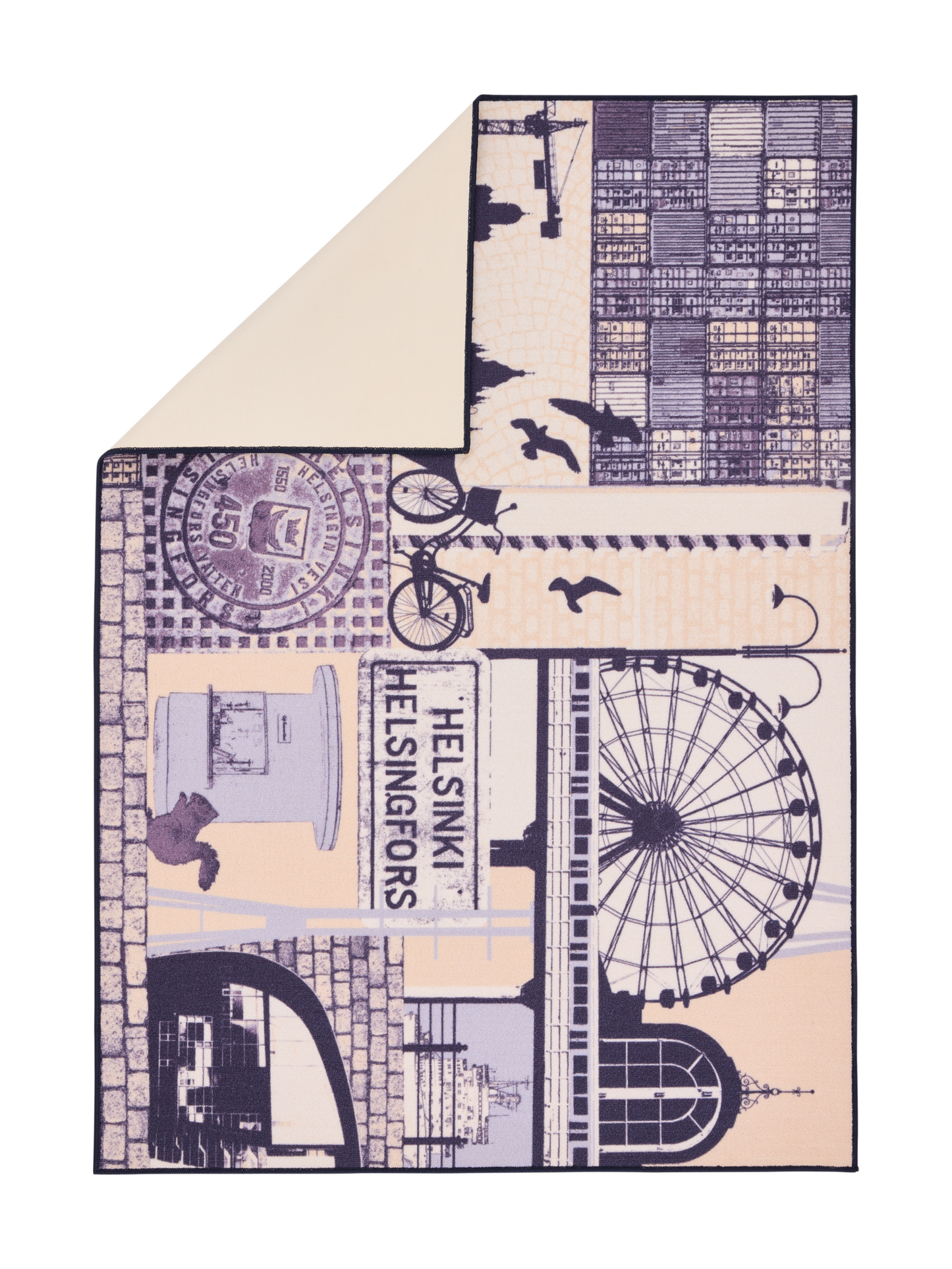 108745-1067_2; Vallila Helsinki-matto Beige-sininen / 133x190 cm