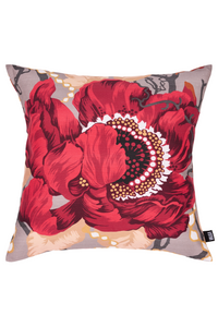 108837-9247; Vallila Romanssi-koristetyynynpäällinen Harmaa-punainen / 43x43 cm