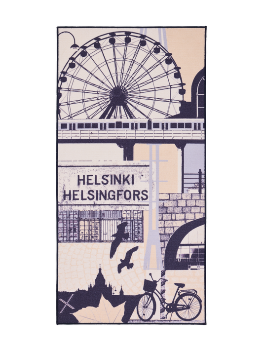 108743-1067; Vallila Helsinki-käytävämatto Beige-sininen / 100x200 cm
