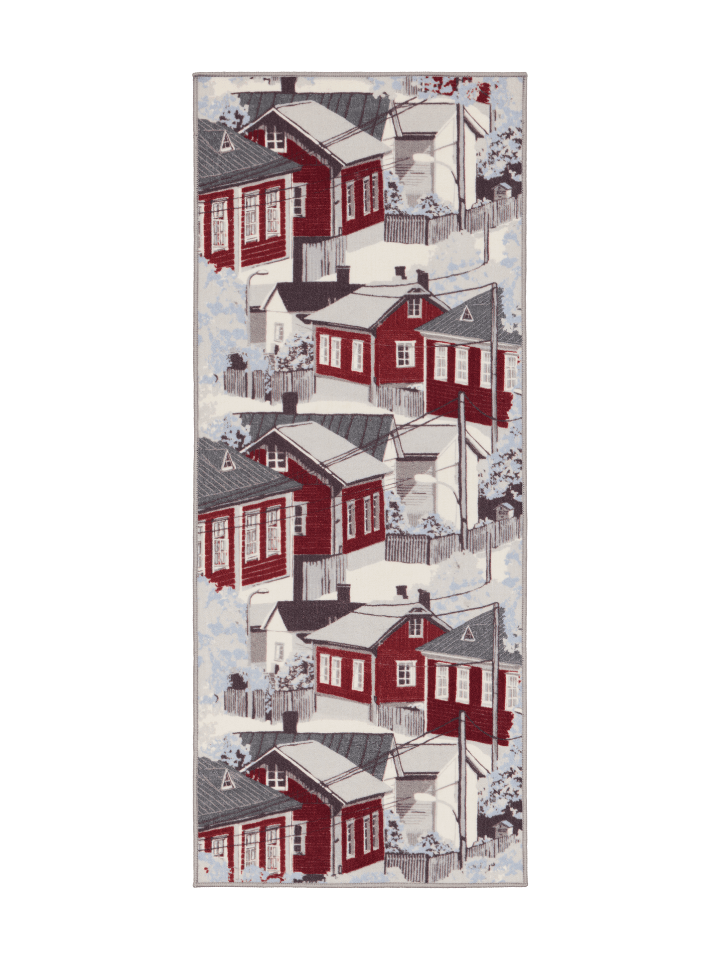 109078-4801; Vallila Naapurusto-käytävämatto Punainen-valkoinen / 80x200 cm