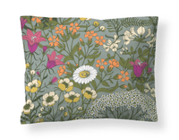 109041-7343; Vallila Ahomaa-tyynyliina Vihreä-pinkki / 50x60 cm