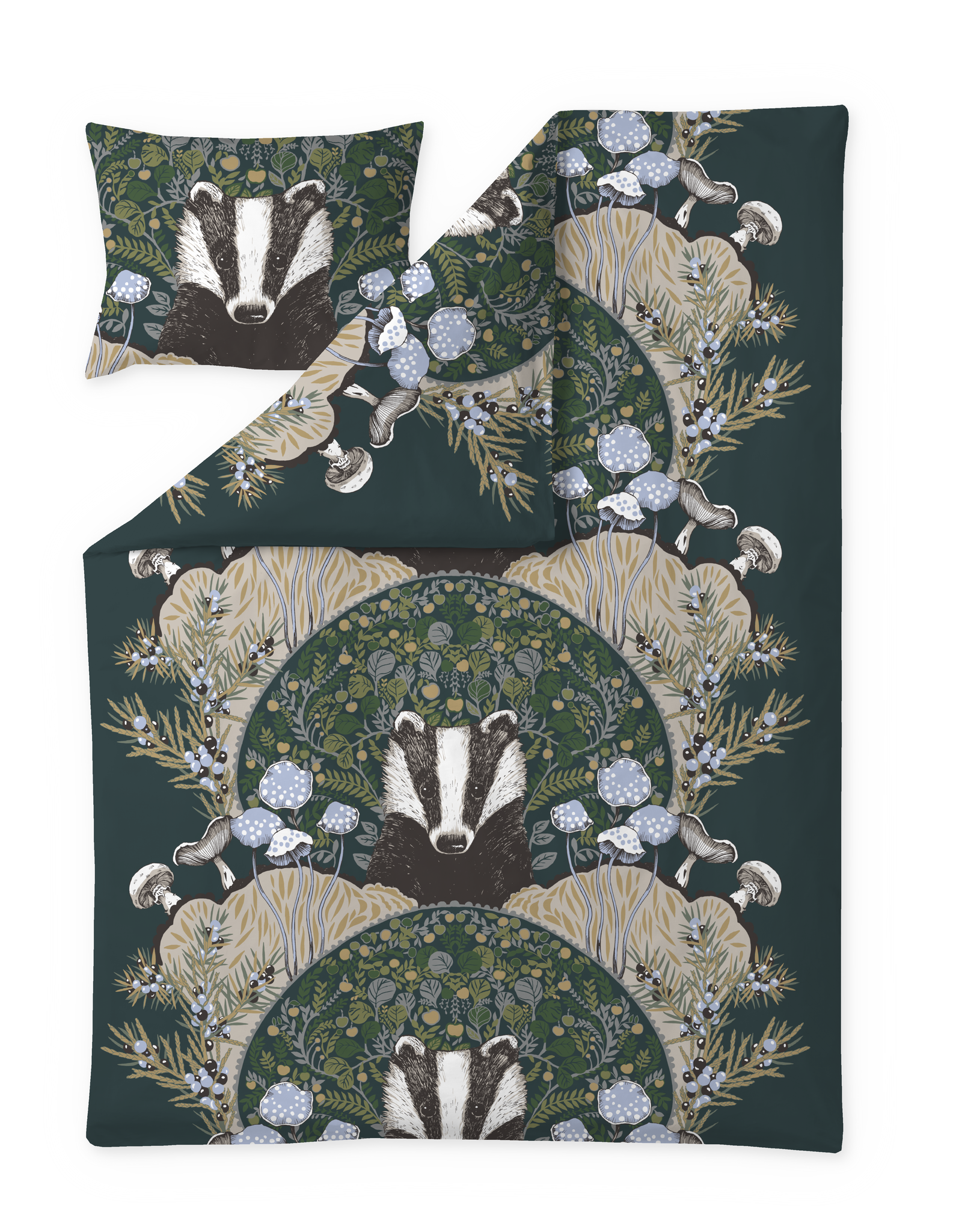106710-7800; Vallila Yövuoro-pussilakanasetti Tummanvihreä / 150x210 cm