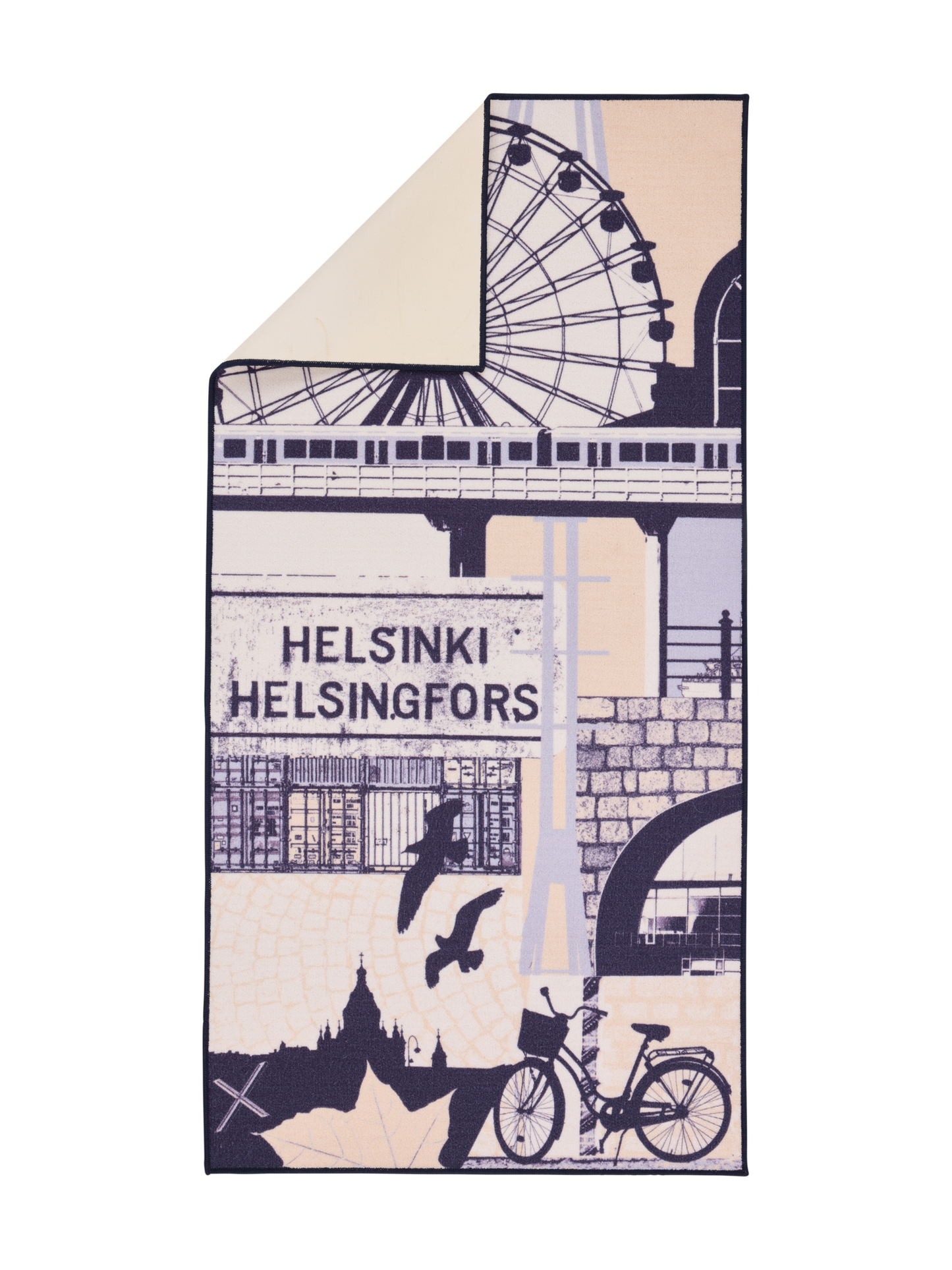 108744-1067_2; Vallila Helsinki-käytävämatto Beige-sininen / 100x250 cm