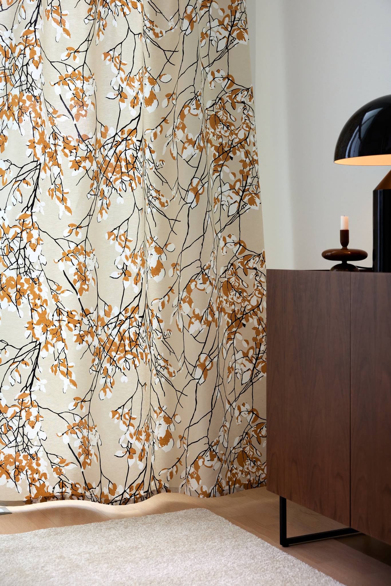 107210-12_1; Vallila Lehtisade-verho Beige-okra / 140x240 cm 