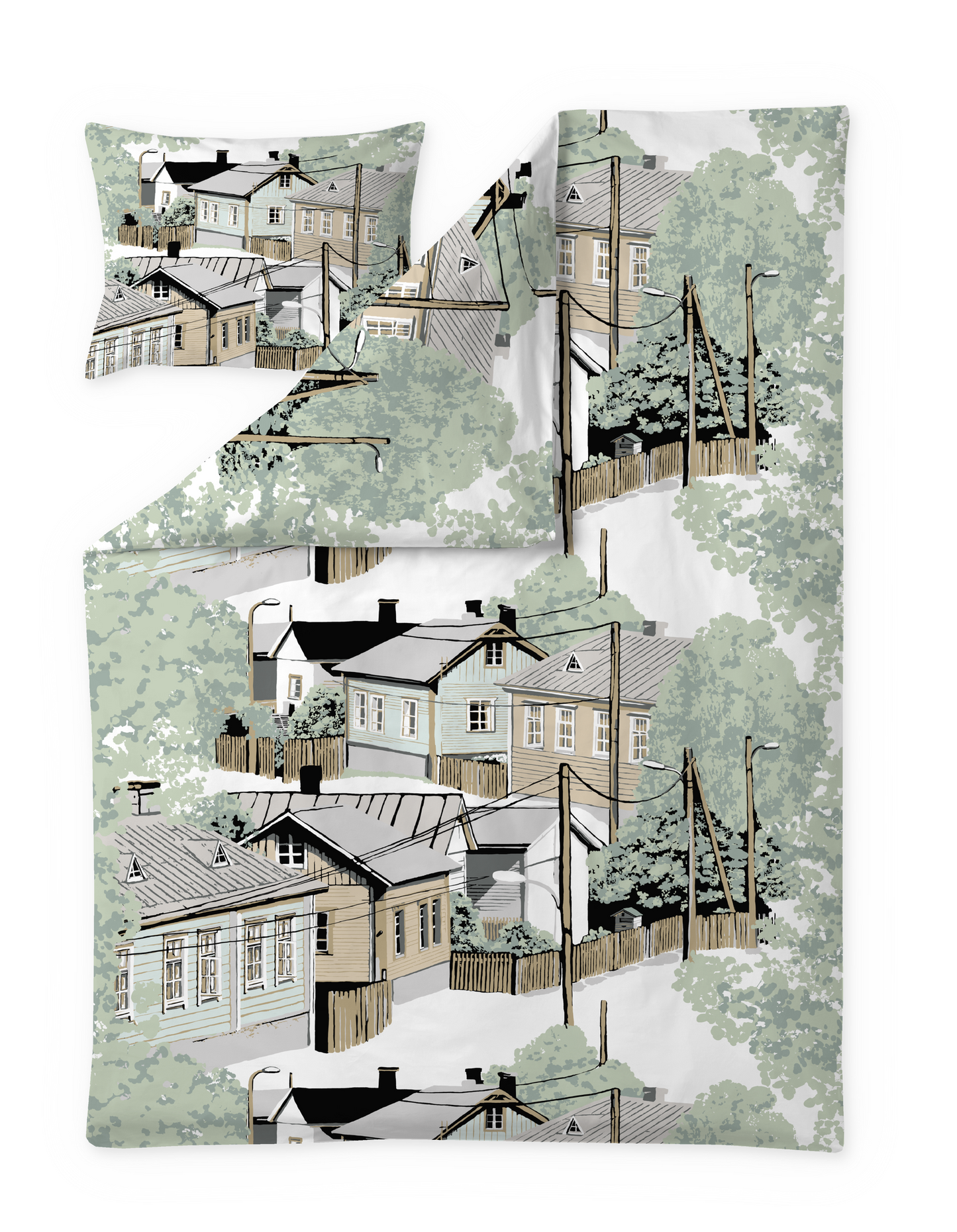 109039-7100; Vallila Naapurusto-pussilakanasetti Mintunvihreä / 150x210 cm 