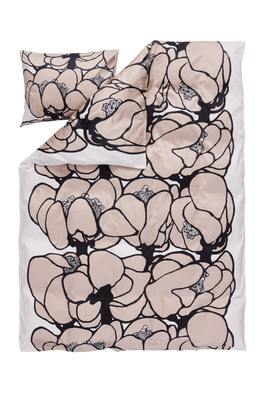 105091-140; Vallila Makeba-satiinipussilakanasetti Beige / 150x210 cm 