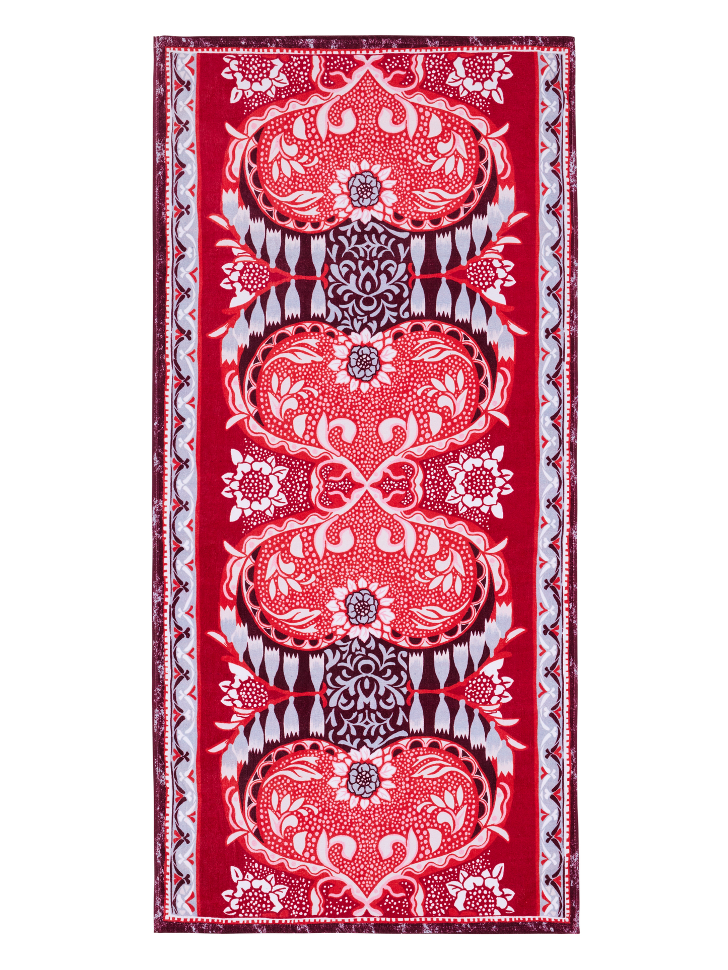 108958-4890_3; Vallila Sumeri-kylpypyyhe Punainen-harmaa / 70x140 cm 