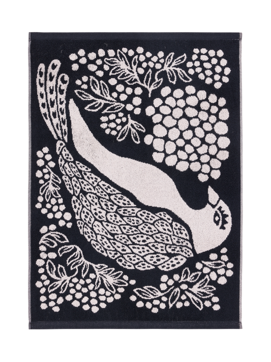 109000-9901; Vallila Viserrys-pyyhe Musta-valkoinen / 50x70 cm 