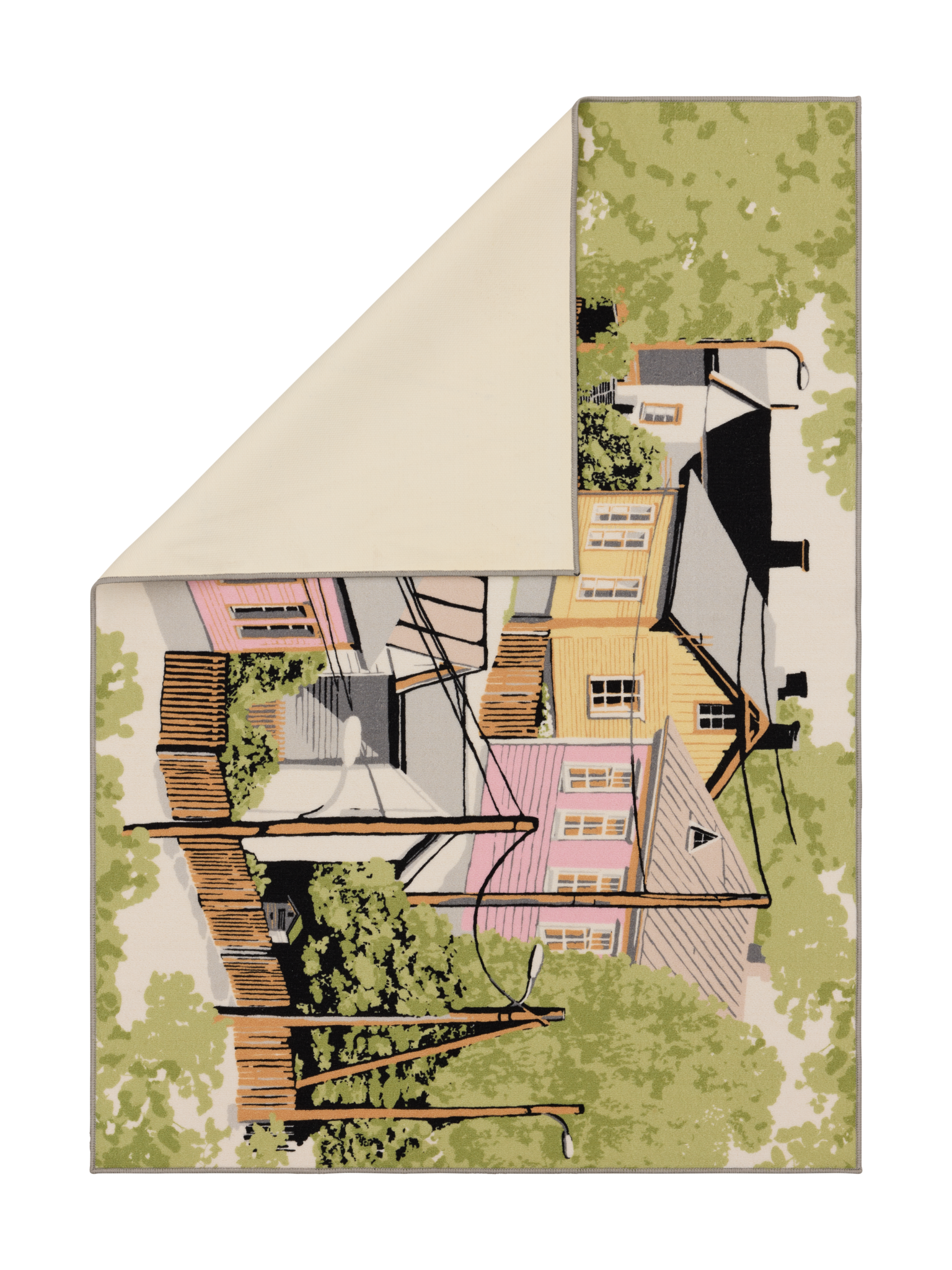 109079-4220_2; Vallila Naapurusto-matto Pinkki-keltainen / 133x190 cm 