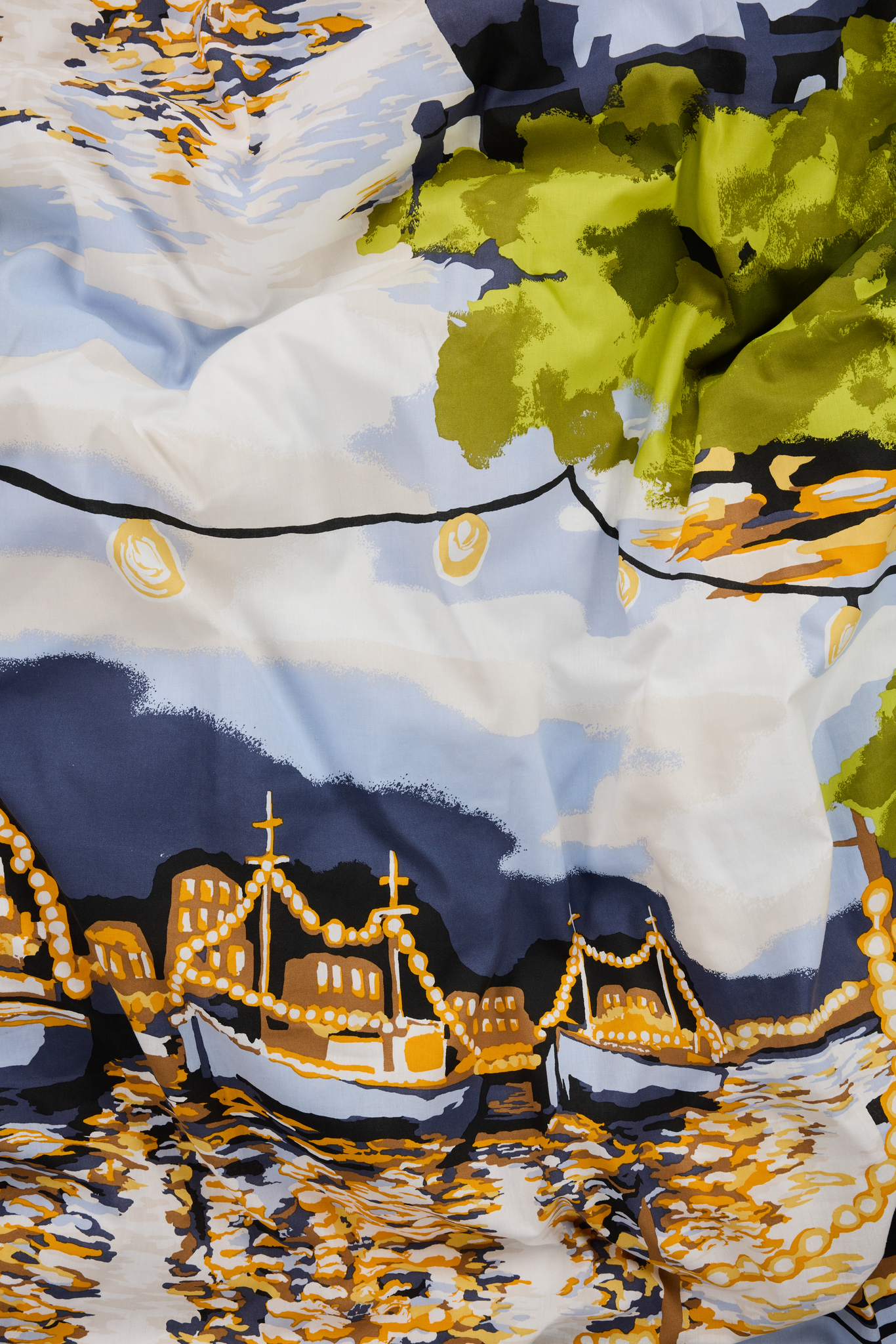 108569-7464_1; Vallila Ilta-pussilakanasetti Vihreä-sininen / 150x210 cm 