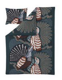 109313-7913; Vallila Metsänvartijat-pussilakanasetti Teal-ruskea / 150x210 cm 