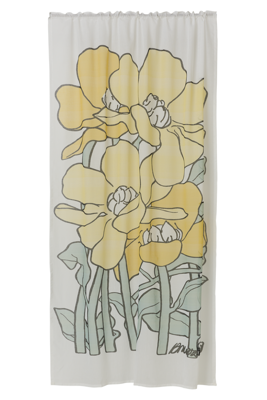 109015-2372; Vallila Olivia-valoverho Keltainen-salvianvihreä / 140x250 cm 