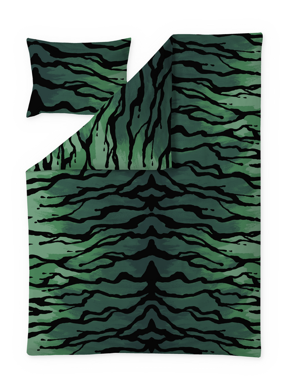 109125-7700; Vallila Kuuma puuma -pussilakanasetti Vihreä / 150x210 cm 