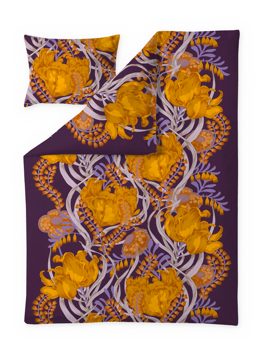 106705-4; Vallila Anais-satiinipussilakanasetti Violetti / 150x210 cm 